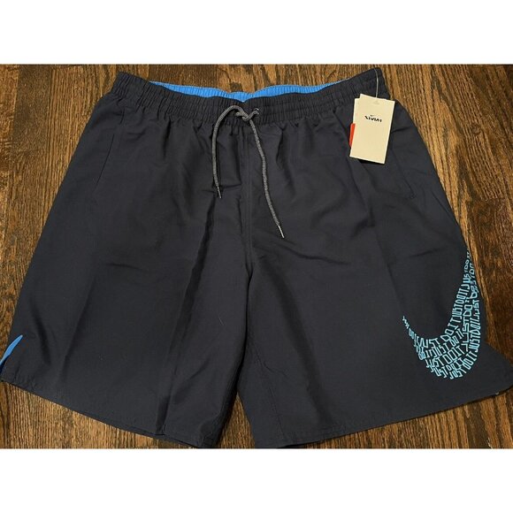 NWT Nike Swim Men's JDI Swoosh 9" Midnight Navy Volley Shorts Size XL $58 - Picture 2 of 10